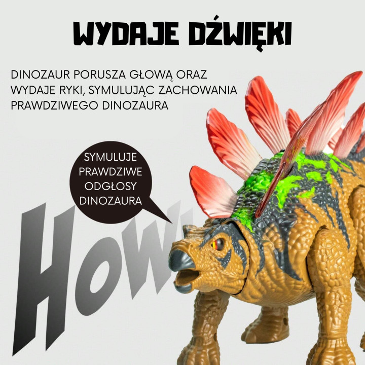 Woopie Dinozaur Zdalnie Sterowany RC Stegozaur Światło Dźwięk