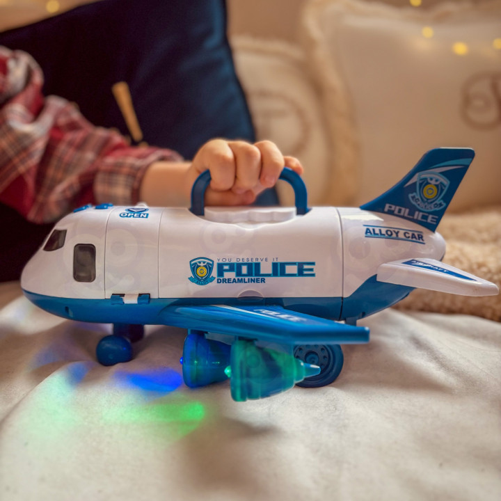 WOOPIE Samolot Rozkładany Transporter Policja z 3 Autami Policyjnymi Z