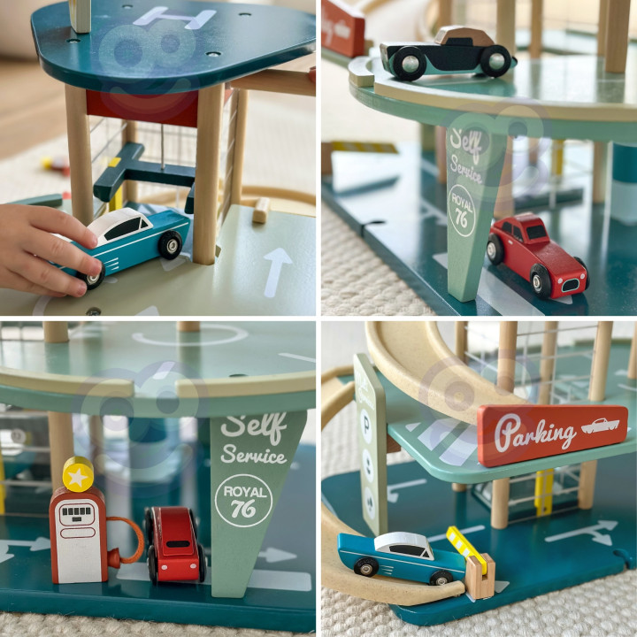 CLASSIC WORLD Wielopoziomowy Parking Auta Helikopter Dystybutor Myjnia