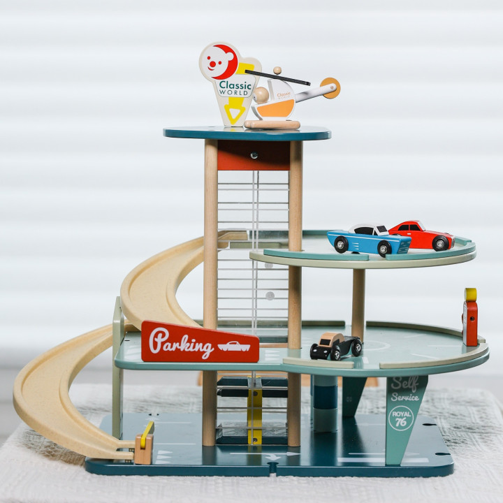 CLASSIC WORLD Wielopoziomowy Parking Auta Helikopter Dystybutor Myjnia