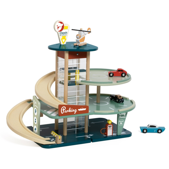 CLASSIC WORLD Wielopoziomowy Parking Auta Helikopter Dystybutor Myjnia