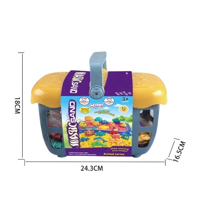 WOOPIE Piasek Kinetyczny 0,8 kg Zestaw w Koszyku z Foremkami + /