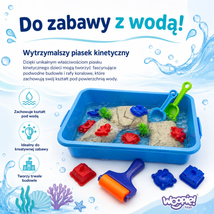 WOOPIE Piasek Kinetyczny do Wody Zestaw Walizka 18el