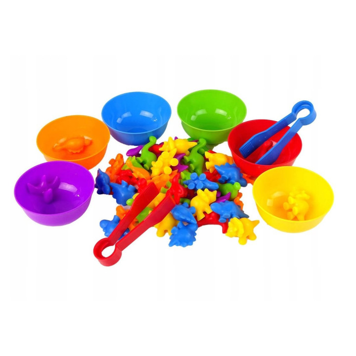 WOOPIE Gra Edukacyjna Montessori Sorter Kolorów Dinozaury 56 el.