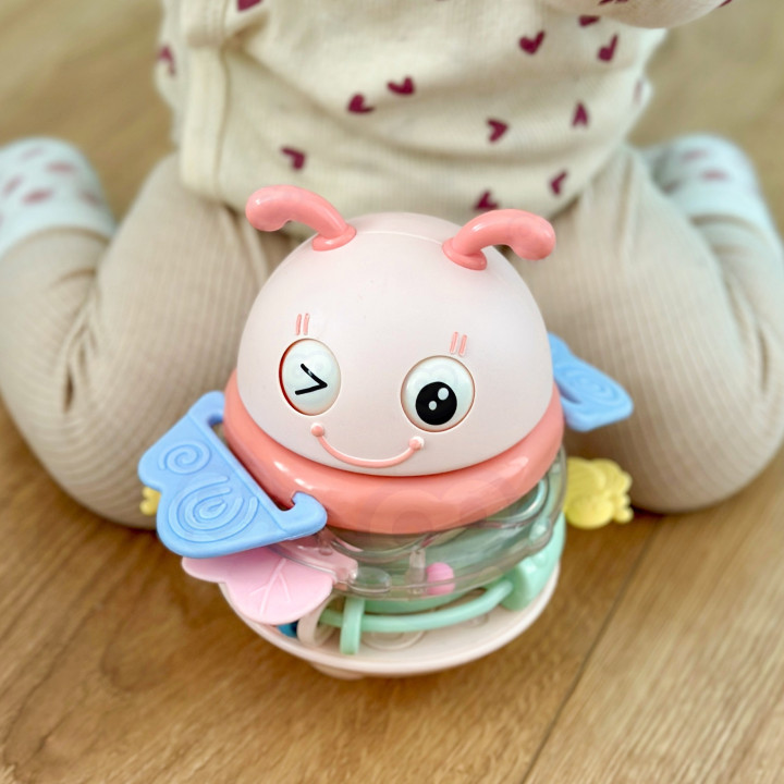 WOOPIE Baby Wańka Wstańka Zabawka Sensoryczna 2w1 Grzechotka Gryzak Ró