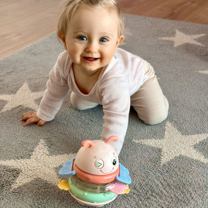 WOOPIE Baby Wańka Wstańka Zabawka Sensoryczna 2w1 Grzechotka Gryzak Ró