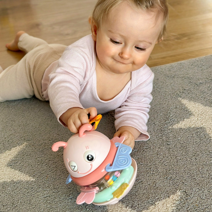 WOOPIE Baby Wańka Wstańka Zabawka Sensoryczna 2w1 Grzechotka Gryzak Ró