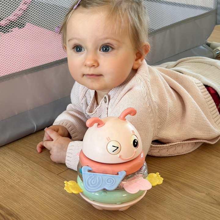 WOOPIE Baby Wańka Wstańka Zabawka Sensoryczna 2w1 Grzechotka Gryzak Ró