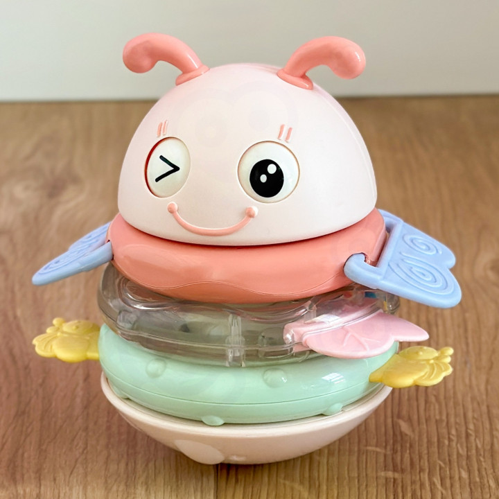 WOOPIE Baby Wańka Wstańka Zabawka Sensoryczna 2w1 Grzechotka Gryzak Ró