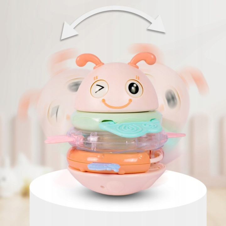 WOOPIE Baby Wańka Wstańka Zabawka Sensoryczna 2w1 Grzechotka Gryzak Ró