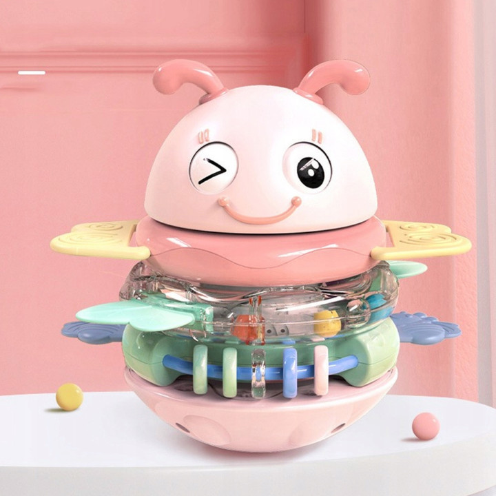 WOOPIE Baby Wańka Wstańka Zabawka Sensoryczna 2w1 Grzechotka Gryzak Ró