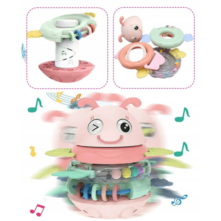 WOOPIE Baby Wańka Wstańka Zabawka Sensoryczna 2w1 Grzechotka Gryzak Ró