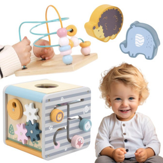 VIGA PolarB Activity Box Drewniane Edukacyjne Centrum Gier 5w1 kostka