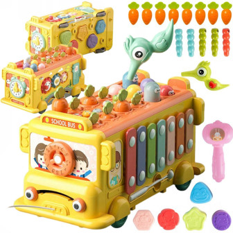 WOOPIE BABY Interaktywny Autobus Montessori Edukacyjny 6w1 Młoteczek C