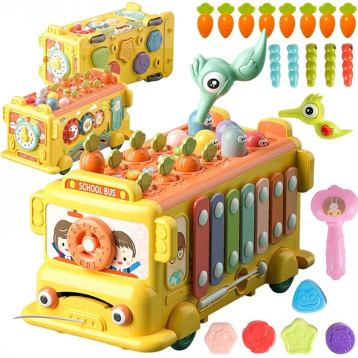 WOOPIE BABY Interaktywny Autobus Montessori Edukacyjny 6w1 Młoteczek C