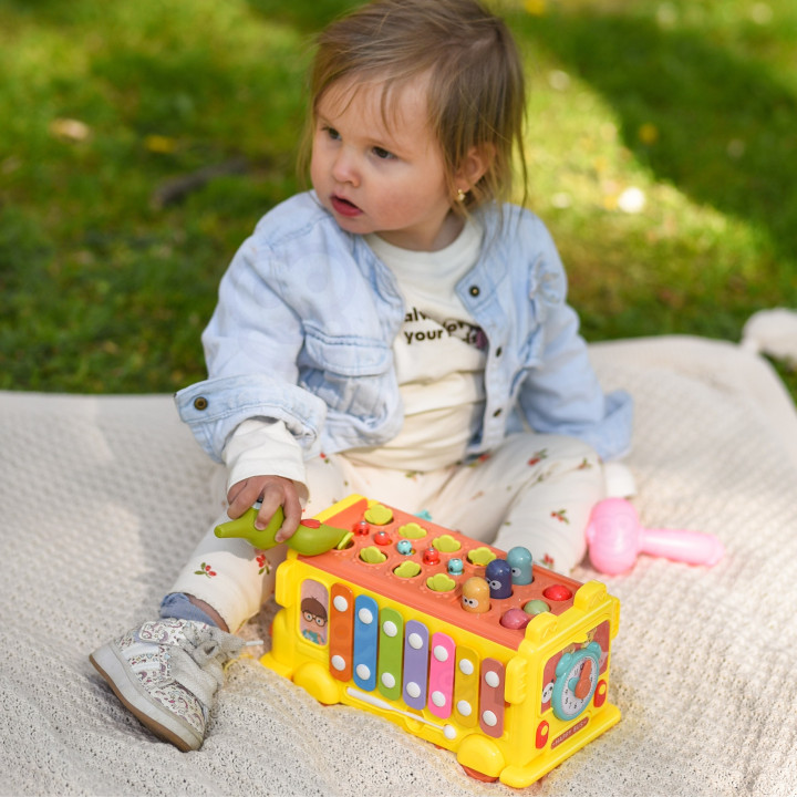 WOOPIE BABY Interaktywny Autobus Montessori Edukacyjny 6w1 Młoteczek C