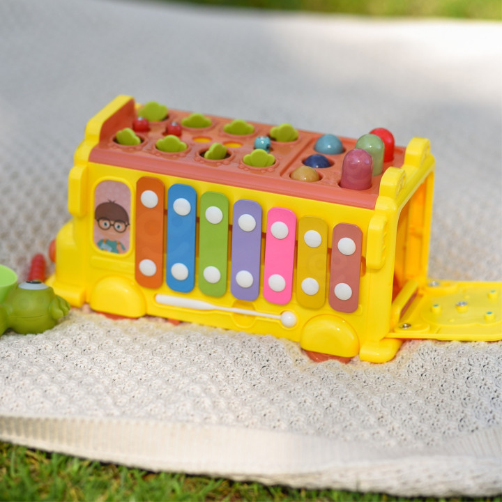 WOOPIE BABY Interaktywny Autobus Montessori Edukacyjny 6w1 Młoteczek C