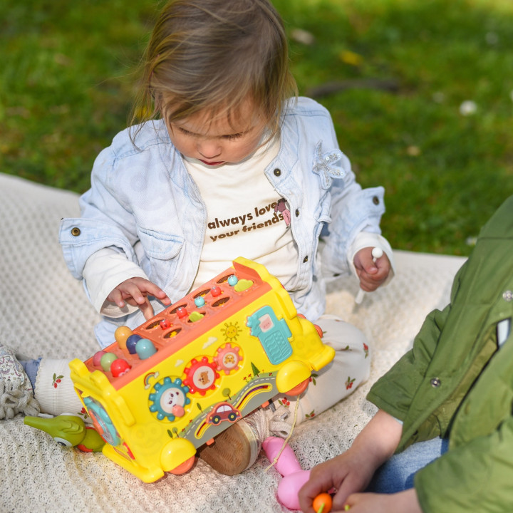 WOOPIE BABY Interaktywny Autobus Montessori Edukacyjny 6w1 Młoteczek C