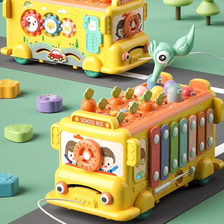 WOOPIE BABY Interaktywny Autobus Montessori Edukacyjny 6w1 Młoteczek C