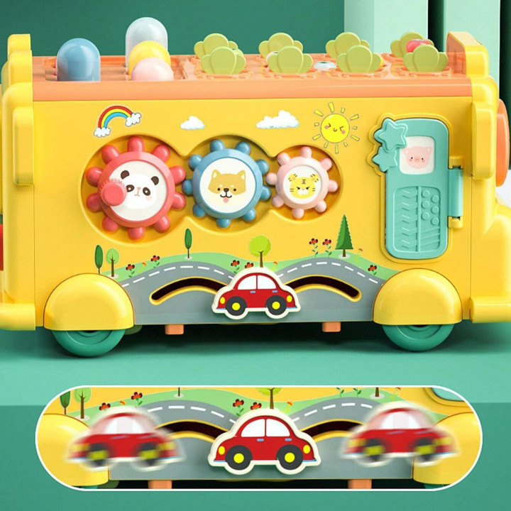 WOOPIE BABY Interaktywny Autobus Montessori Edukacyjny 6w1 Młoteczek C