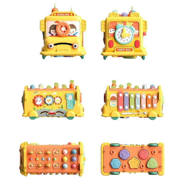 WOOPIE BABY Interaktywny Autobus Montessori Edukacyjny 6w1 Młoteczek C