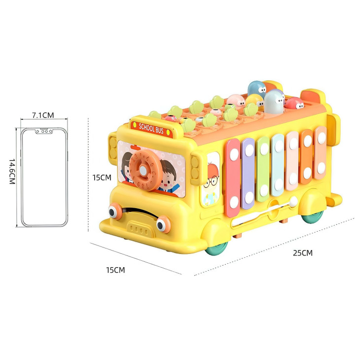 WOOPIE BABY Interaktywny Autobus Montessori Edukacyjny 6w1 Młoteczek C