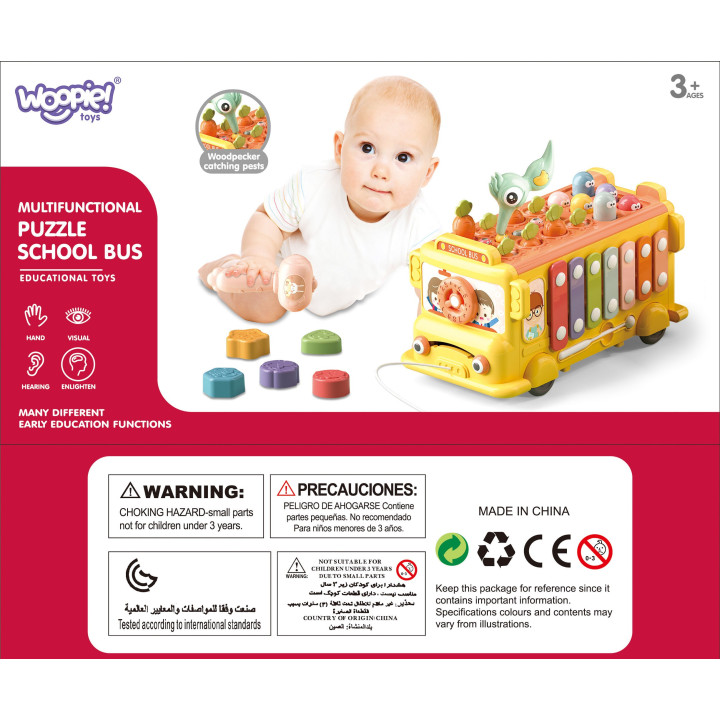 WOOPIE BABY Interaktywny Autobus Montessori Edukacyjny 6w1 Młoteczek C