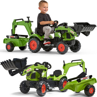 FALK Traktor z Przyczepą CLAAS Arion Backhoe ŁYŻKA + Ładowarka Od 2 La