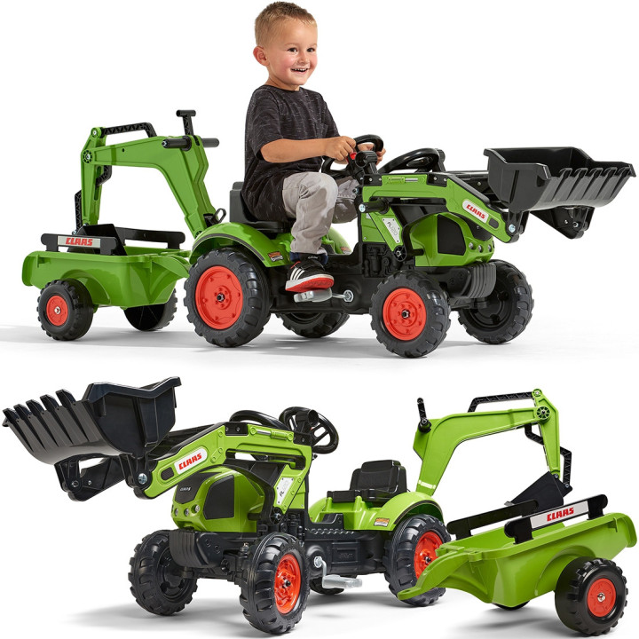 FALK Traktor z Przyczepą CLAAS Arion Backhoe ŁYŻKA + Ładowarka Od 2 La