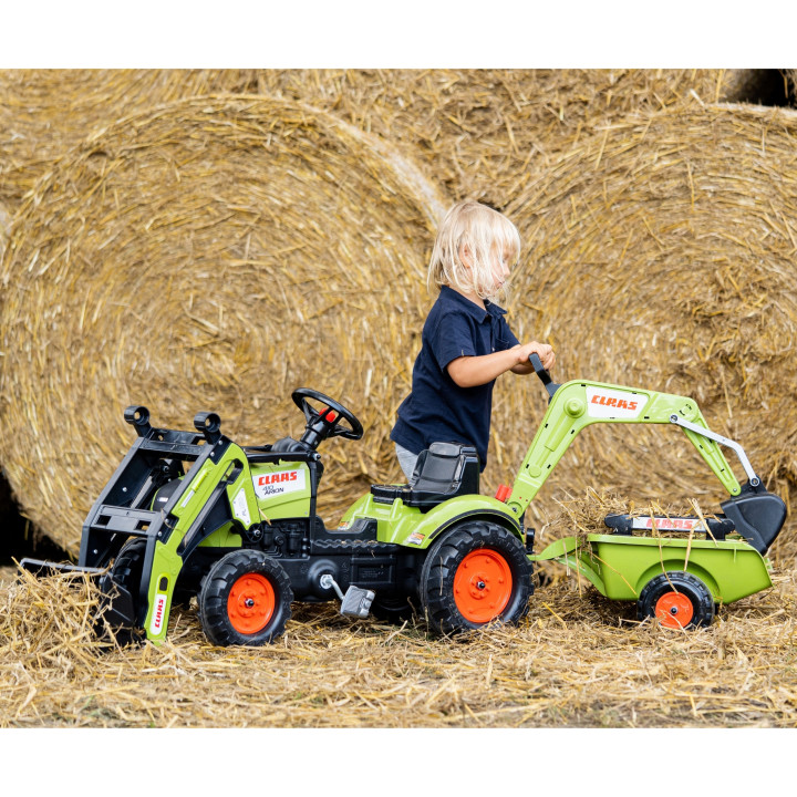 FALK Traktor z Przyczepą CLAAS Arion Backhoe ŁYŻKA + Ładowarka Od 2 La