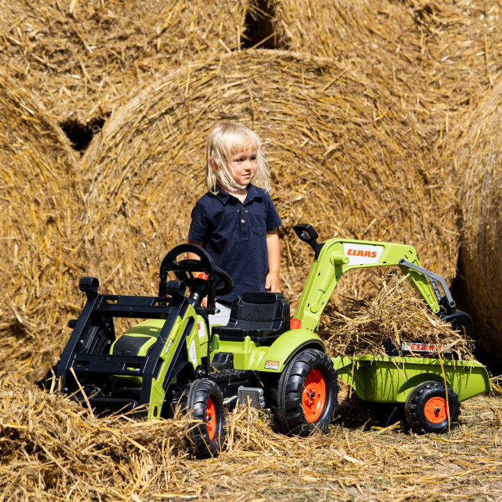 FALK Traktor z Przyczepą CLAAS Arion Backhoe ŁYŻKA + Ładowarka Od 2 La