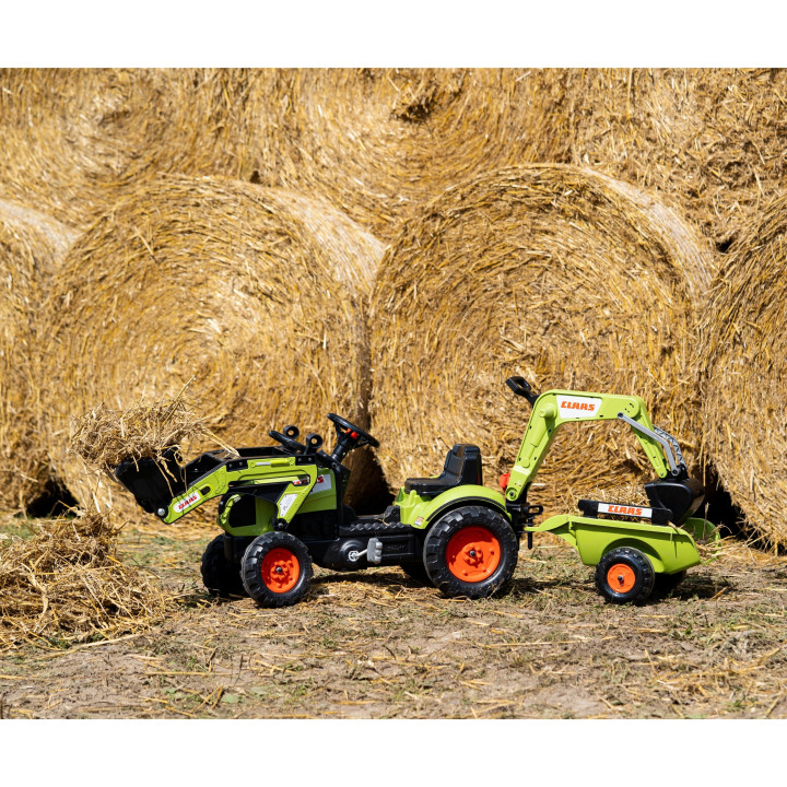 FALK Traktor z Przyczepą CLAAS Arion Backhoe ŁYŻKA + Ładowarka Od 2 La