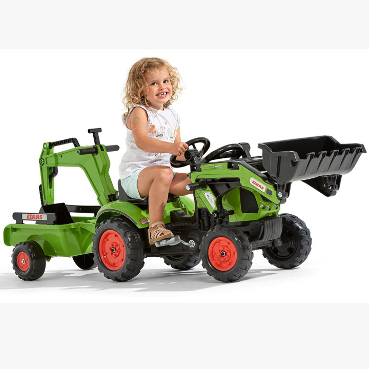 FALK Traktor z Przyczepą CLAAS Arion Backhoe ŁYŻKA + Ładowarka Od 2 La