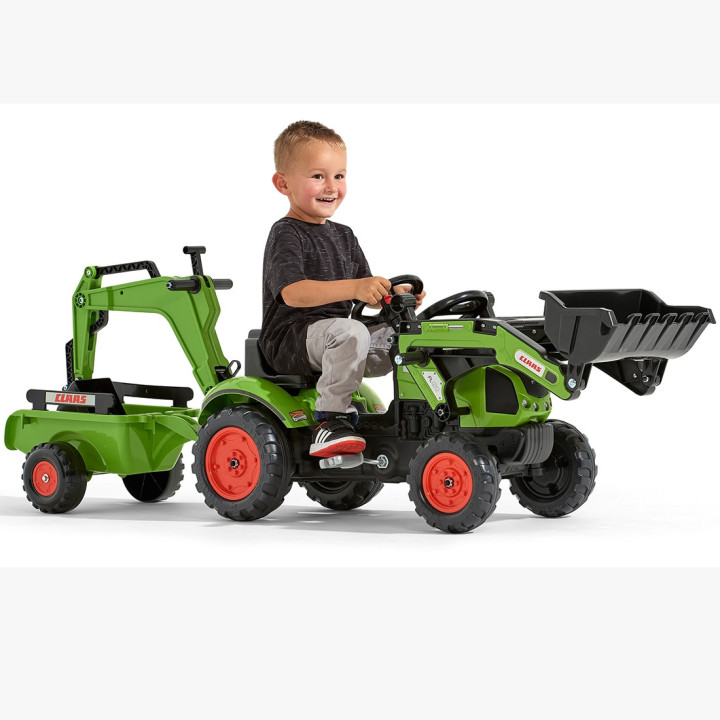 FALK Traktor z Przyczepą CLAAS Arion Backhoe ŁYŻKA + Ładowarka Od 2 La