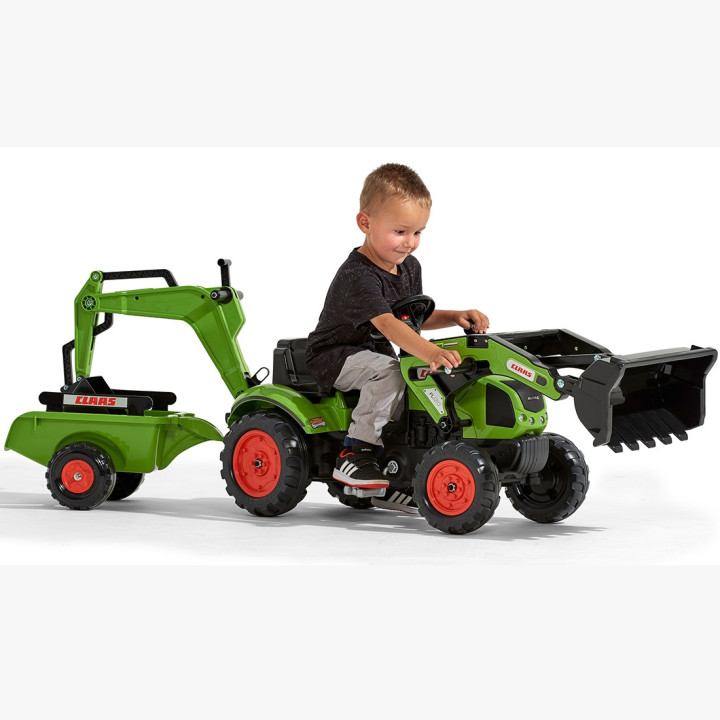 FALK Traktor z Przyczepą CLAAS Arion Backhoe ŁYŻKA + Ładowarka Od 2 La