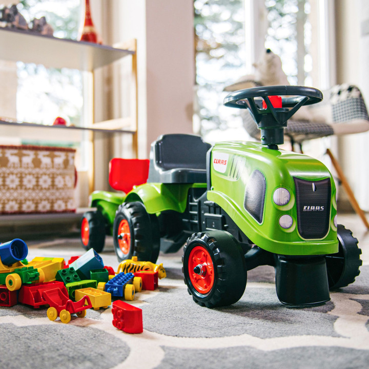 FALK Traktorek Baby Claas Zielony z Przyczepką + akc. od 1-3 lat