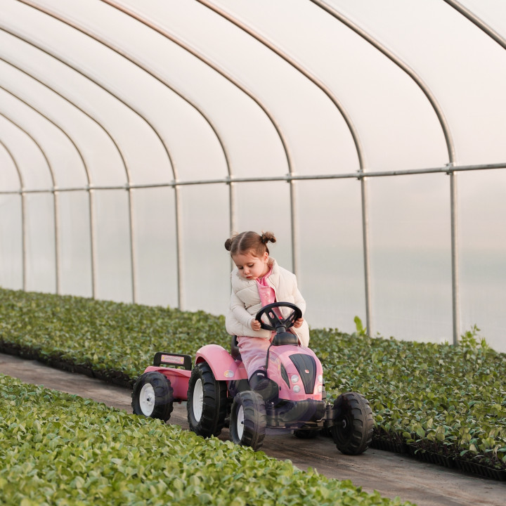 FALK Traktor Country Star Różowy na Pedały + Przyczepka i Klakson 2-5L