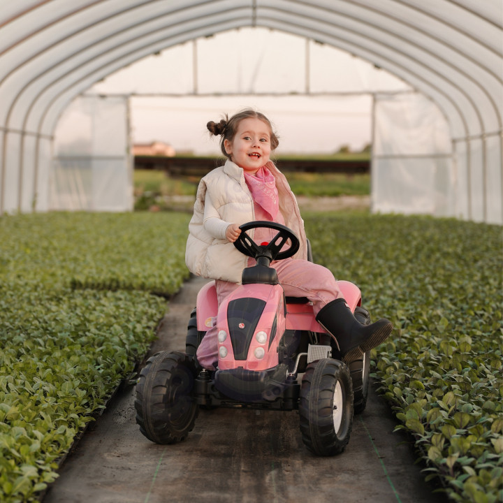 FALK Traktor Country Star Różowy na Pedały + Przyczepka i Klakson 2-5L