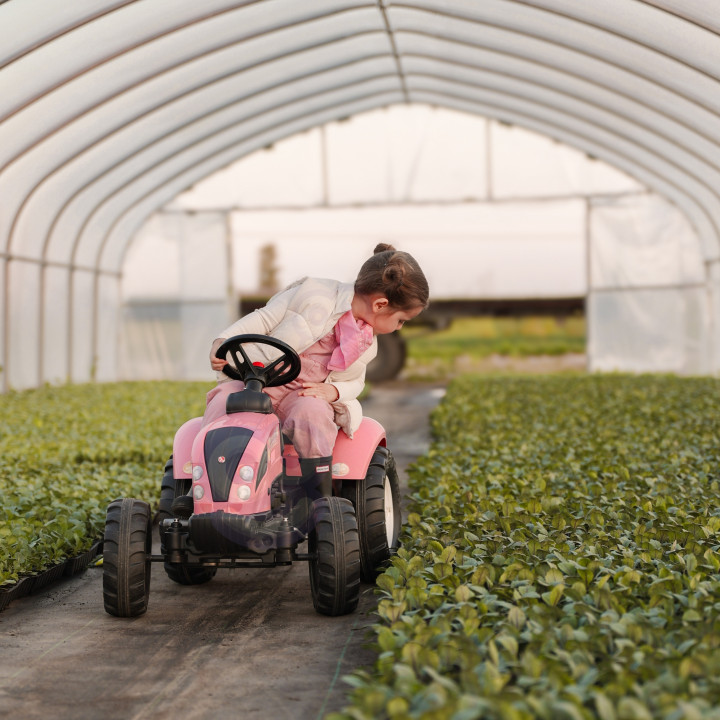 FALK Traktor Country Star Różowy na Pedały + Przyczepka i Klakson 2-5L