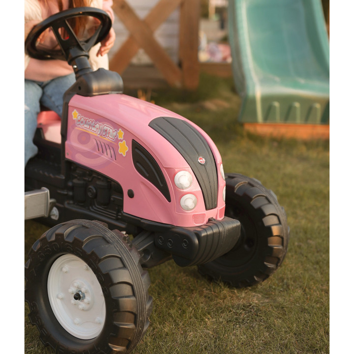 FALK Traktor Country Star Różowy na Pedały + Przyczepka i Klakson 2-5L