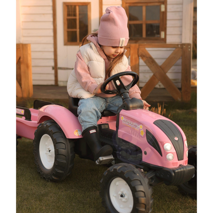FALK Traktor Country Star Różowy na Pedały + Przyczepka i Klakson 2-5L