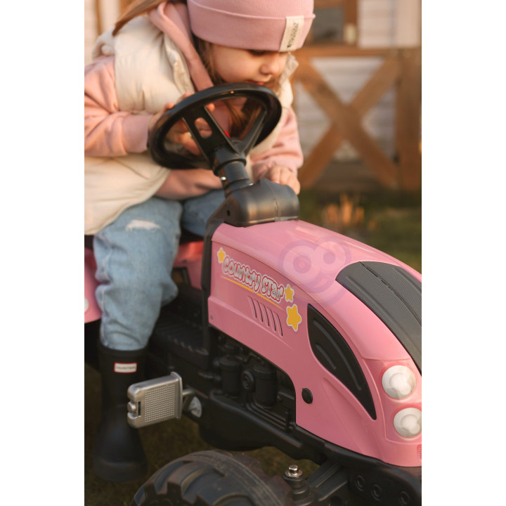 FALK Traktor Country Star Różowy na Pedały + Przyczepka i Klakson 2-5L