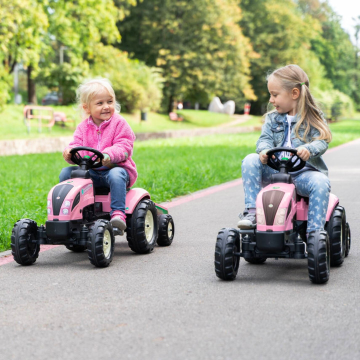 FALK Traktor Country Star Różowy na Pedały + Przyczepka i Klakson 2-5L