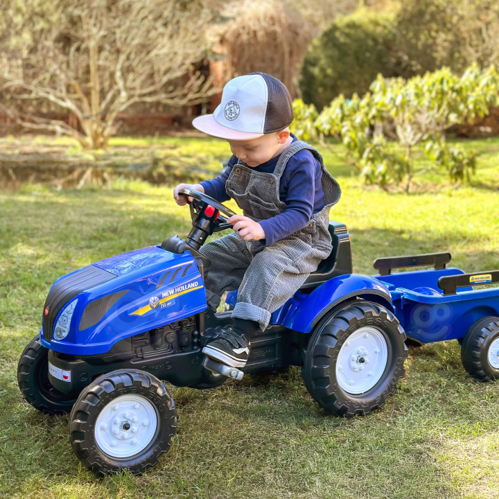 FALK Traktor na Pedały New Holland z Przyczepą i Otwieraną Maską 2-5 l
