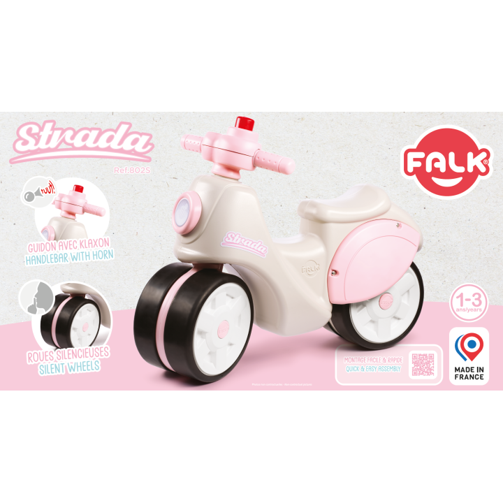 FALK Jeździk Scooter Strada Retro Dla Dziewczynki Ciche Opony od 1 Rok