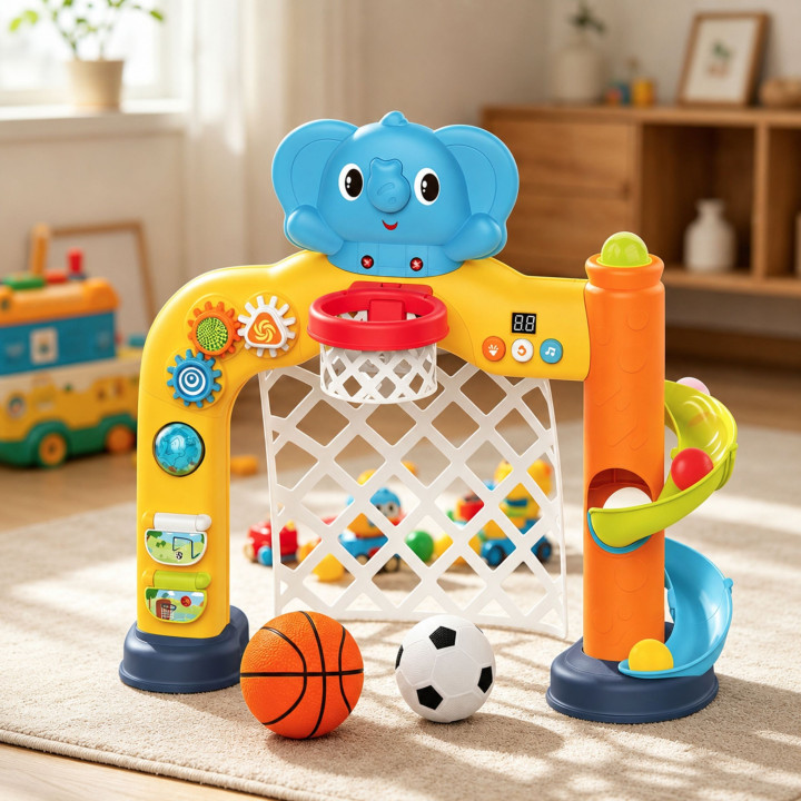 WOOPIE BABY Interaktywne Centrum Sportowe 2w1: Bramka i Kosz ze Słonik