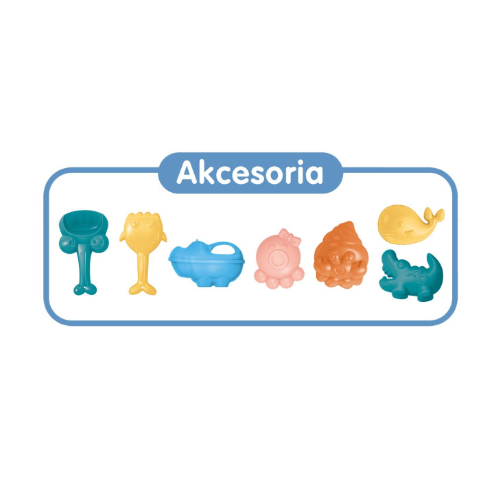 WOOPIE Zestaw do Piasku 3w1 Walizka Krówka Stolik Wodny