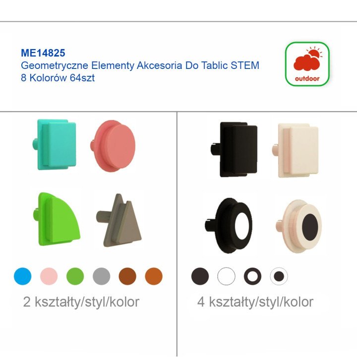 MASTERKIDZ Zestaw Kołeczki w kształcie figur geometrycznych 64szt do t