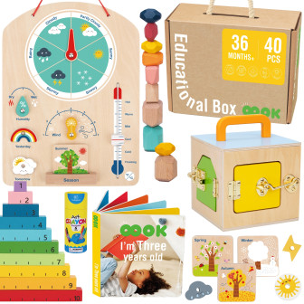 Tooky Toy Edukacyjne Pudełko Montessori Układanka Liczydło Tablica Pog
