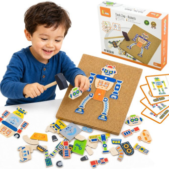 VIGA Drewniana Przybijanka Roboty 45 elementów Montessori